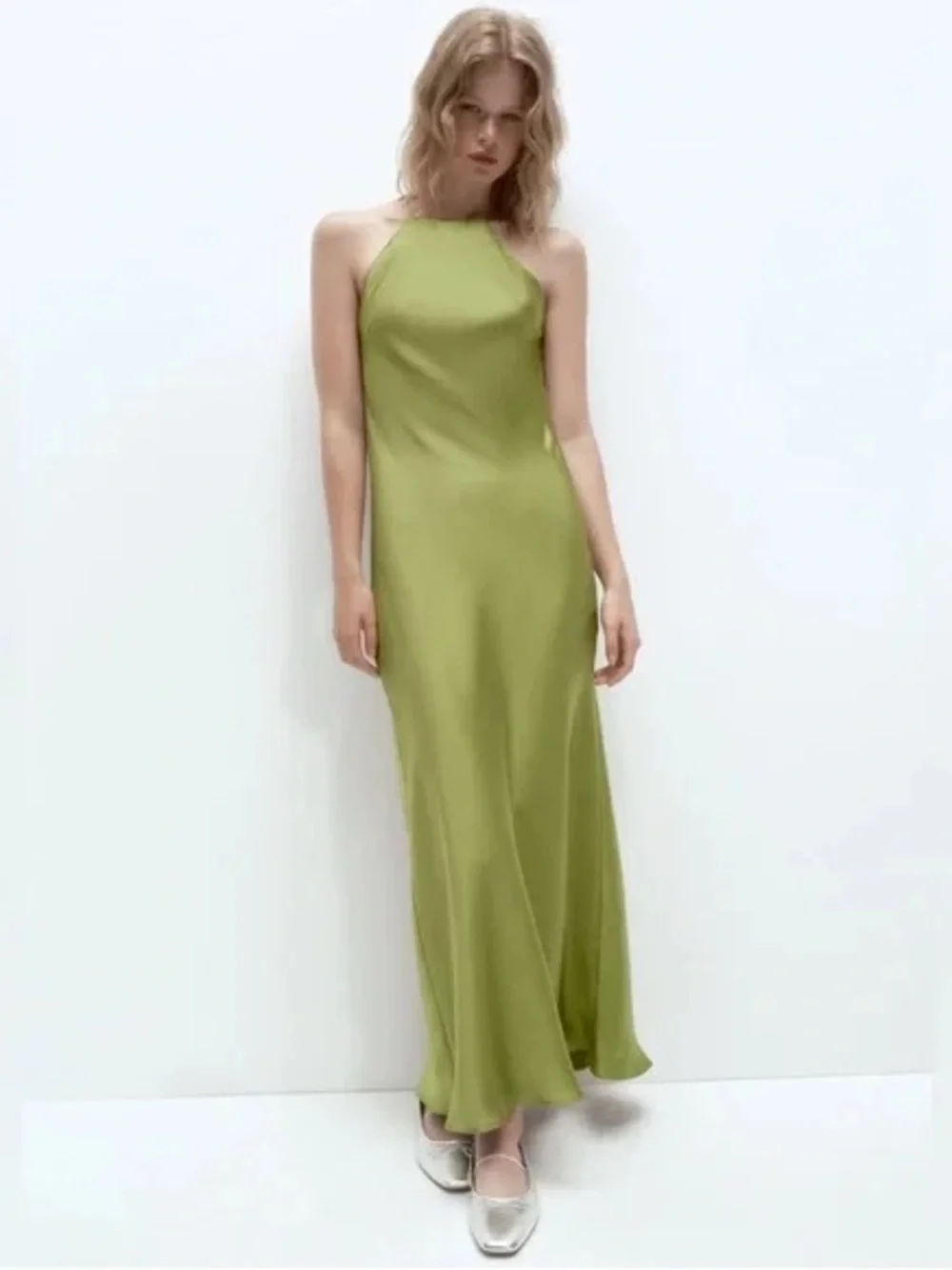 ZARA Satin Slip Dress with Spaghetti Straps NWT M - Picture 5 of 16